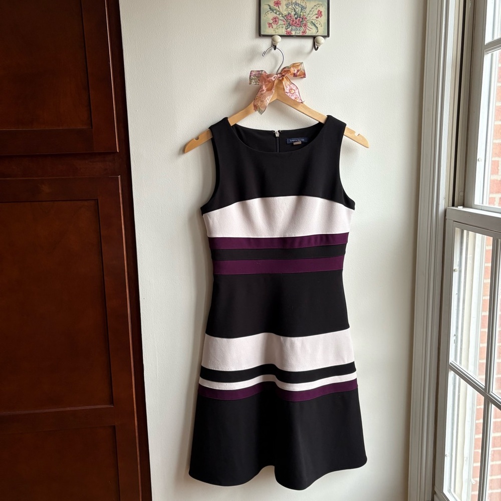 Tommy Hilfiger Black, White, and Purple Striped Dress